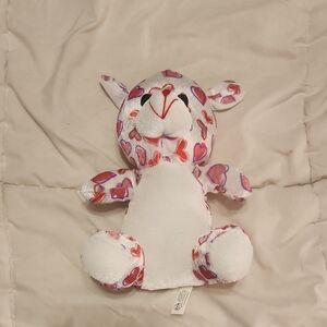 White Plush Heart Print Lamb Stuffed Animal